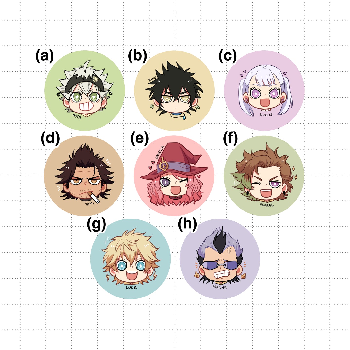 Black Clover Small Circle Buttons